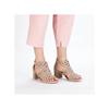Rieker Lattice Cut Block Heel Sandal - Beige Sparkle